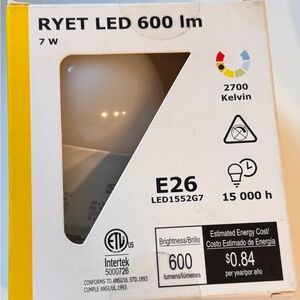 IKEA LED Ryet Light Bulb 600lm E26 LED 15000h